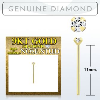gydb9 9kt gold bend it nose stud w 1.5mm genuine diamond