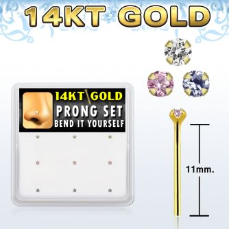 gys1x caja 9 piercing nariz doblar tu mismo oro 14 kts zirconia redonda 1 5mm distribuidor