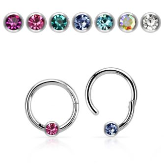 hbcrj16 steel hinged ball closure ring 16g crystal ball