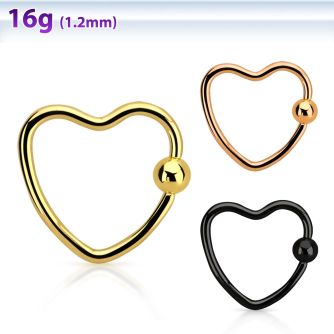 hcrt16 anodized steel heart shaped ball closure ring w 3mm ball