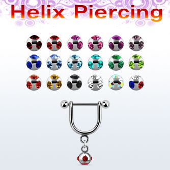 heud4 316l steel helix stirrup w 4mm multi jewel ball