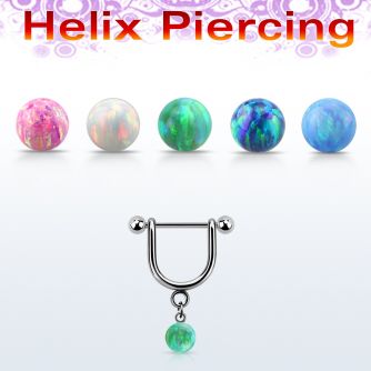 heuop5s piercing helix estribo acero quirurgico barbell bolas 3mm bola opalo sintetica 5mm distribuidor mayorista