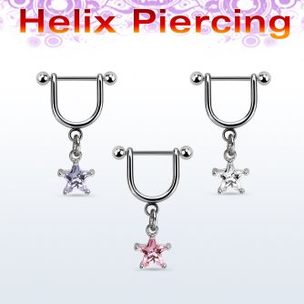 heuz11 piercing helix estribo acero quirurgico barbell bola 3mm colgante zirconita estrella 6mm plata venta