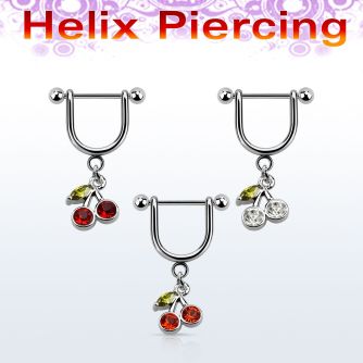 heuz6 piercing helix estribo acero quirurgico barbell bolas 3mm cerezas cristal s mayorista