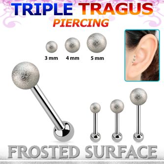 hexifo steel triple tragus piercing w upper 3 5mm frosted ball