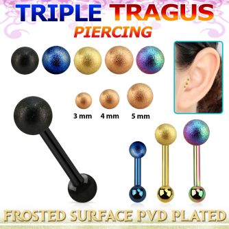 hextifo anodized steel triple tragus piercing 3 5mm frosted ball