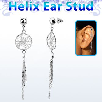 hexvd25 piercing helix plata esterlina 925 lisa atrapasuenos colgado eja distribuidor mayorista