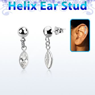 hexvd29 piercing helix plata esterlina lisa colgante zirconia marquisa bisel eja distribuidor