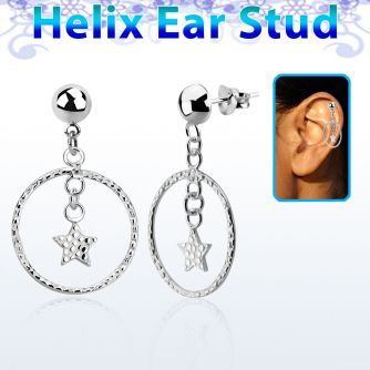 hexvd33 piercing helix plata esterlina 925 lisa estrella circulo eja mayorista