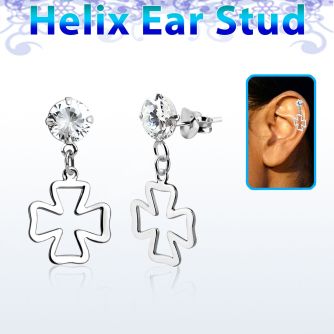 hexzd19 piercing helix plata esterlina 925 zirconia 6mm cruz eja al por mayor