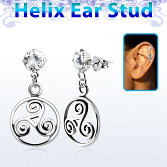 hexzd23 piercing helix plata esterlina 925 zirconia 6mm triskel colgado eja al por mayor