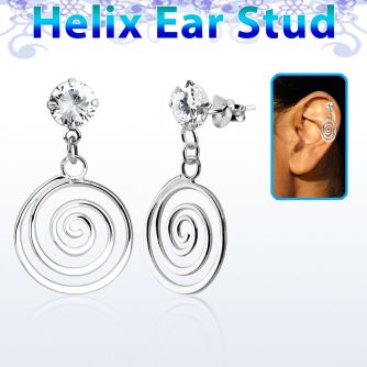 hexzd32 piercing helix plata esterlina 925 zirconia 6mm espiral eja al por mayor