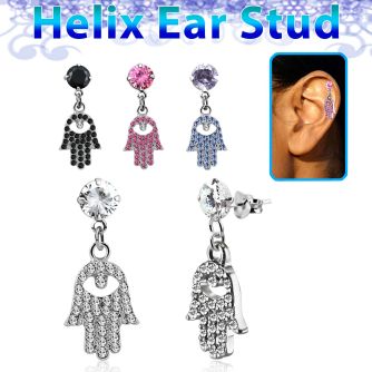 hexzd35 piercing helix plata esterlina zirconia 6mm mano fatima cristal eja al por mayor