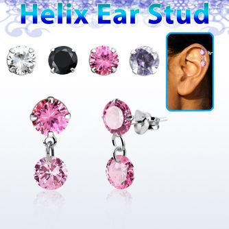 hexzd42 piercing helix plata esterlina 925 zirconia 6mm colgante 6mm zirconia redonda al por mayor