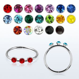 hma9 silver seamless ring, 22g w 3 crystals on the top