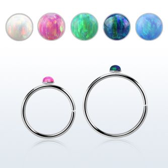 hpo15 silver seamless nose hoop w a 1.5mm synthetic opal top