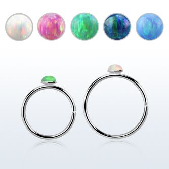 hpo2 silver seamless nose hoop w 2mm synthetic opal top