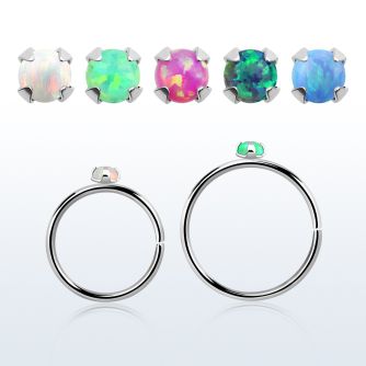 hppo15 silver seamless nose hoop w 1.5mm prong set opal