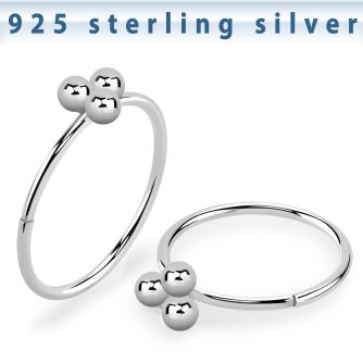 hptsv silver seamless nose ring triple balls top