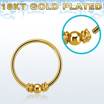 hr11rg aros nariz continuos plata 925 oro 18 kts 0 6mm alambre balines bola centro 10mm mayorista