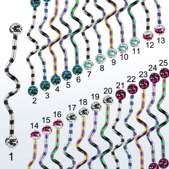 idatfr5c barbell industrial zig zag acero quirurgico pvd rayas cebra bolas multi cristal 5mm puntos mayorista