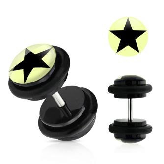 ilvgr14 plug falso acrilico negro logo estrella negro anillos goma 8mm mayorista