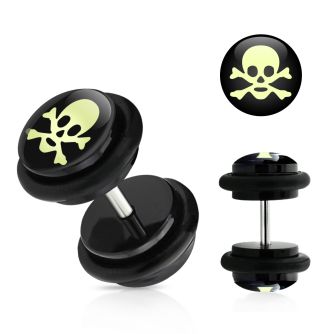 ilvgr16 acrylic fake plug with white skull bones w o rings
