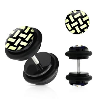 ilvgr21 plug falso acrilico negro logo tejido anillos goma 8mm venta