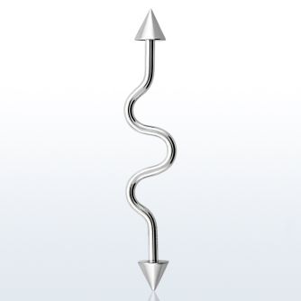 inacn5 316l steel industrial zigzag barbell 14g w 5mm cones