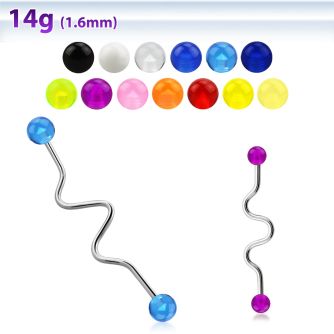 inavb5 316l steel industrial zig zag barbell with 5mm uv balls