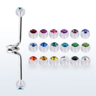 incajb5 barbell industrial espiral acero quirurgico bolas bioflexibles 5mm cristal bisel mayorista