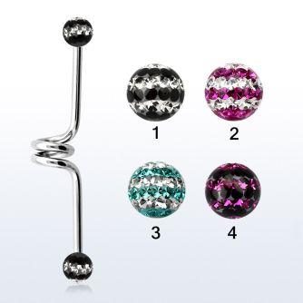 incfr5d barbell industrial espiral acero 316l bolas multi cristal 5mm triple linea distribuidor