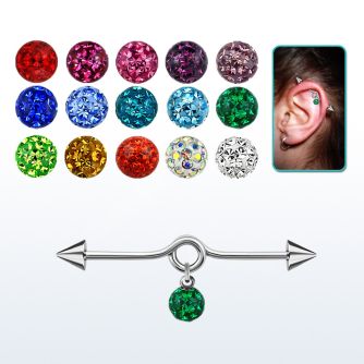 incnd6 barbell industrial loop con aro acero 316l conos 5mm bola 6mm multi cristal ferido distribuidor