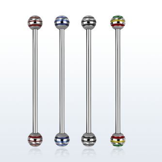 indby5 barbell industrial acero quirurgico bolas rayas colores 5mm 35mm mayorista