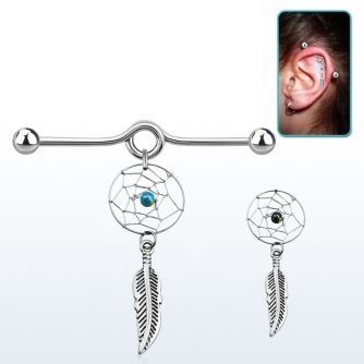 indd5 steel industrial loop barbell with balls dreamcatcher