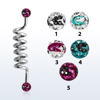 indfr5c barbell industrial espiral acero 316l bolas multi cristal 5mm rayas cebra mayorista