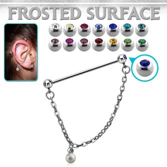 indsdfo2 steel industrial jewel barbell w dangling frosted ball