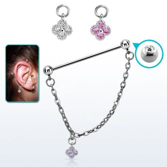 indsdz1 barbell industrial loop acero 316l bolas joya 5mm colgante estrella zirconia redonda plata distribuidor mayorista