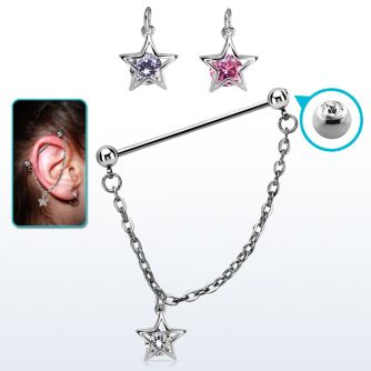 indsdz3 barbell industrial loop acero 316l bolas joya 5mm colgante flor petalos zirconia plata mayorista