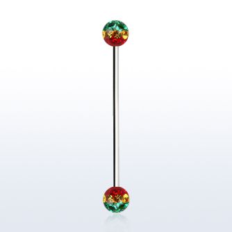 infr5r 316l steel industrial barbell with ferido rasta balls