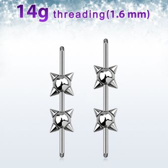 insh2 barra barbell industrial acero quirurgico bolas pinchos 6mm centro barra mayorista