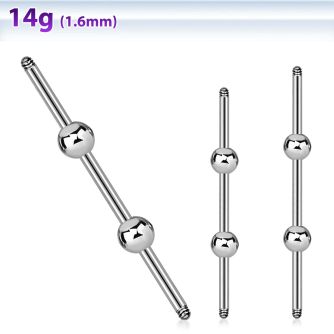 insh3 surgical steel industrial barbell post with center balls