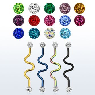 intafr5 barbell industrial zig zag acero quirurgico anodizado bolas multi cristal ferido 5mm distribuidor