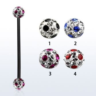 intfr5a barbell industrial acero quirurgico anodizado bolas multi cristal 5mm puntos venta
