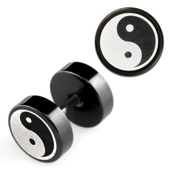 ipls6 black anodized fake plug w laser edged yin yang logo