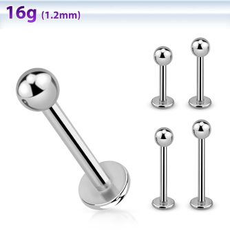 lbb3 6mm 16mm of surgical steel labret with 3mm ball