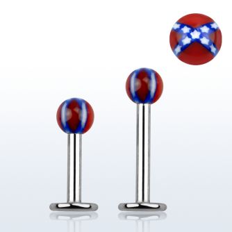 lbdxs labret acero quirurgico bola acrilica 3mm bandera confederada distribuidor mayorista