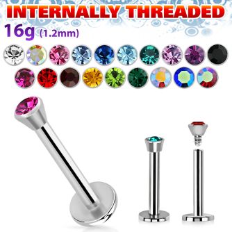 lbic 16g 316l steel labret with 2 5mm bezel set jewel ball