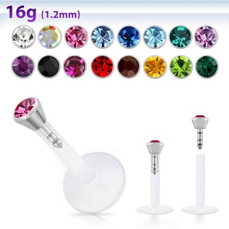 lbijy labret bio flexible transparente presion acero 316l 2 5mm plano bola cristal bisel mayorista