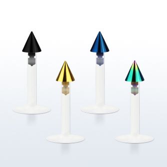 lbitcn clear bio flexible labret with 3mm anodized cone